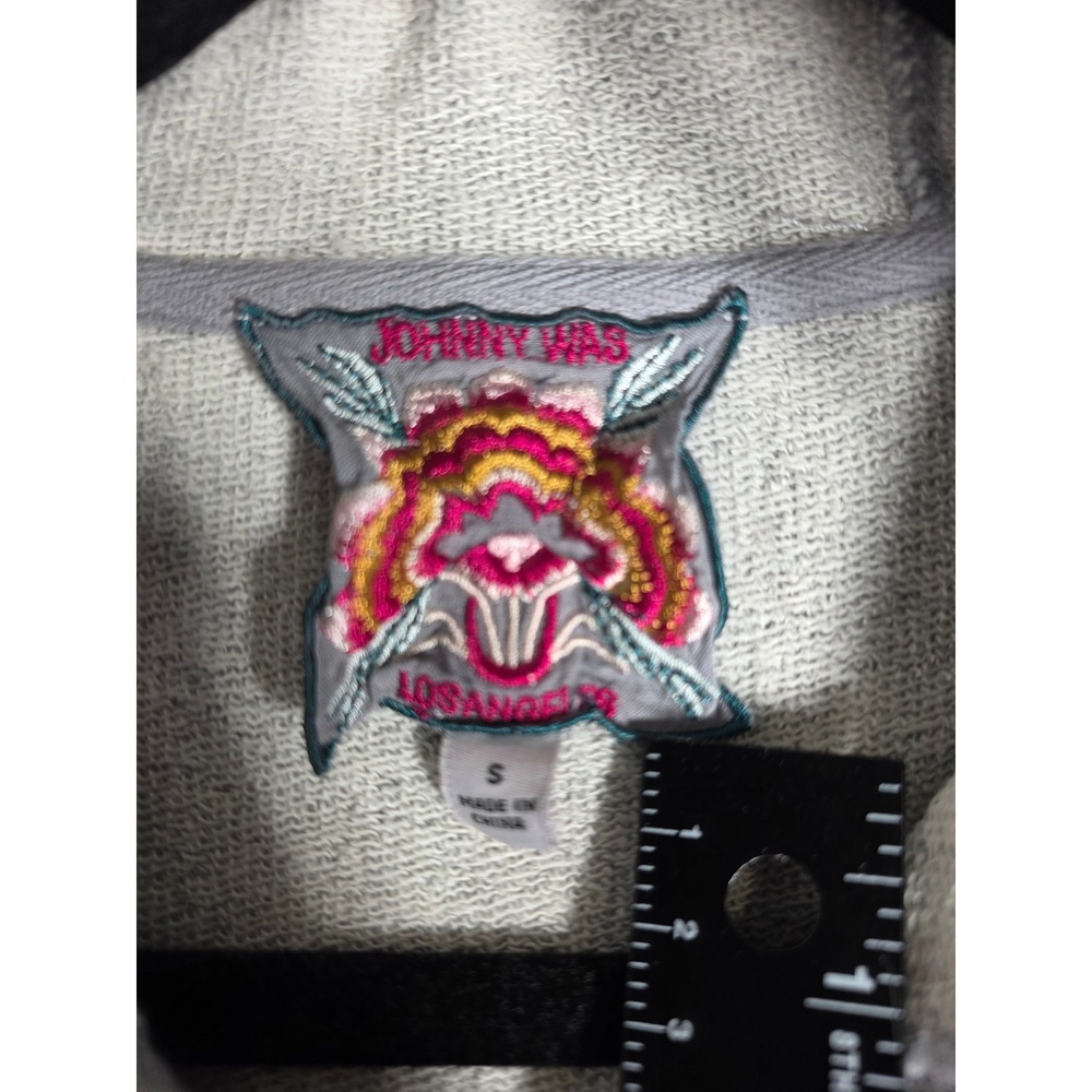 Johnny Was Cassia Grey Embroidered Swing Hoodie Jacket Vest Womens Small Pink - Picture 2 of 12